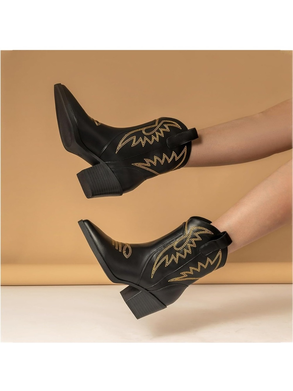 Black Western Embroidered Ankle Boots - Stylish Women's Booties
